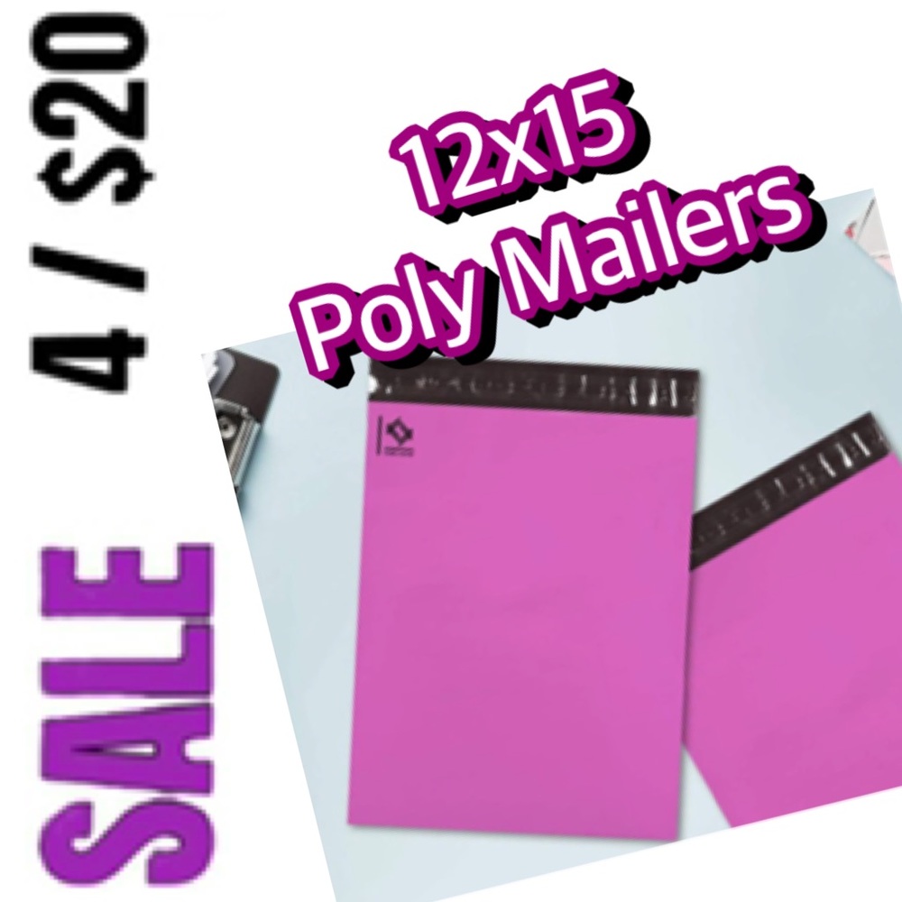 Large 15 pk 12x15.5” Poly Mailers Pink Shipping Envelopes Self Sealing
